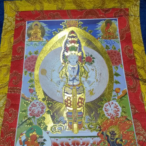 Tranh Thangka Quan Âm Thập Nhất Diện Bồ Tát_35x20cm